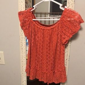 Peachy Orange lace blouse